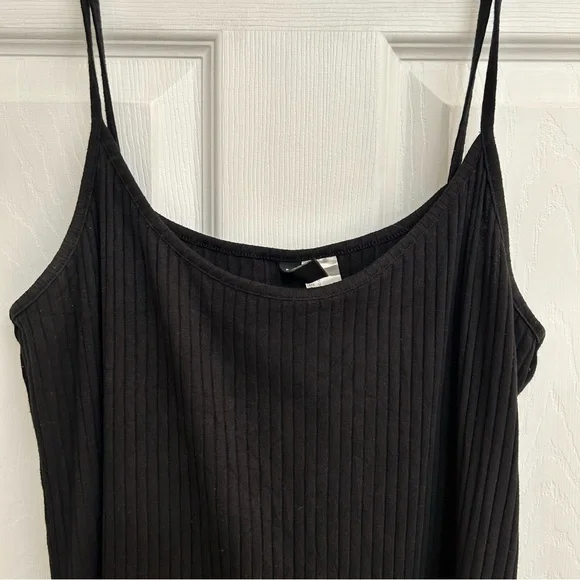 Divided Black Ribbed Dress - Picture 10 of 12